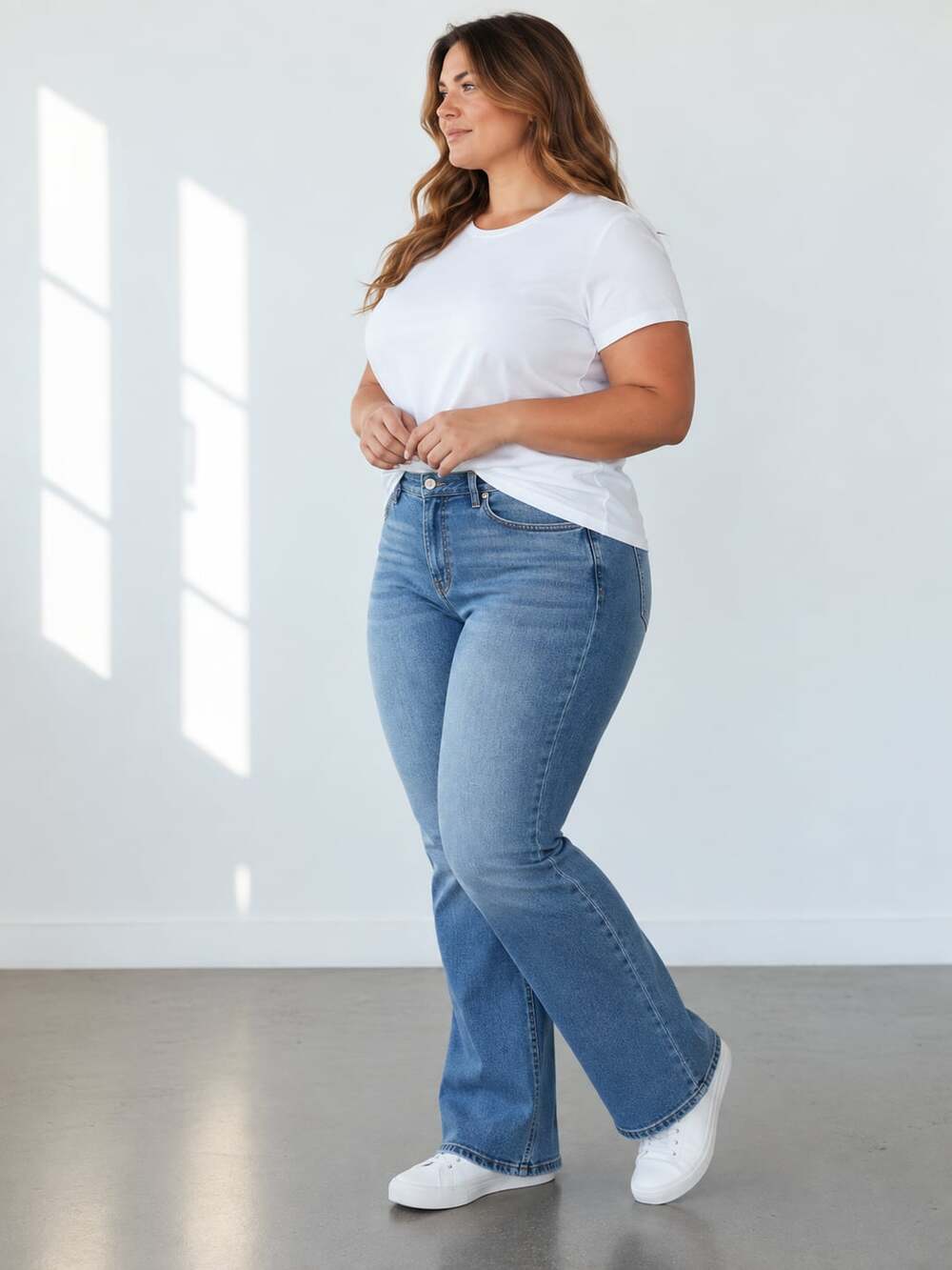 a.n.a a new approach Women's Plus Size 18W High-Rise Flare Jeans Blue Denim